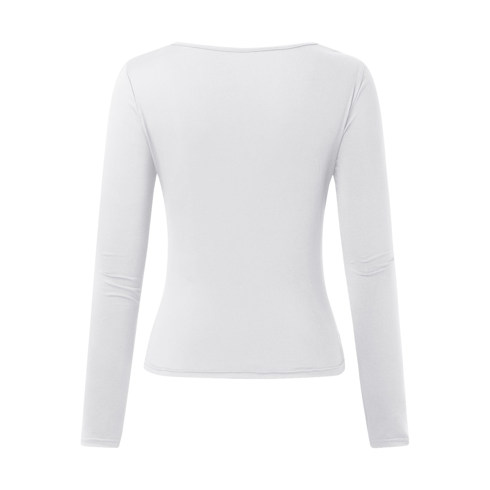 thumbnail image 5 of Tops ajustados para mujer: top corto de manga larga y cuello redondo, básico, ajustado, mezcla de poliéster, para entrenamiento/yoga/informal, tallas S-XL, 5 of 5